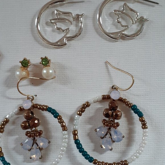 Lot Pierced earrings J. Crew, Avon, etc. with J. Crew Leather Zippered Pouch - Picture 13 of 16